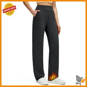 Fleece Lined Thermal Work Pants Straight Leg with Pockets